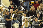 The Alumni Association, along with students, make up the pep band during football season. This is just one way in which the alumni participates on campus.