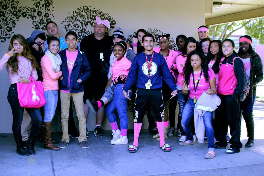 Students support Breast Cancer Awareness. 