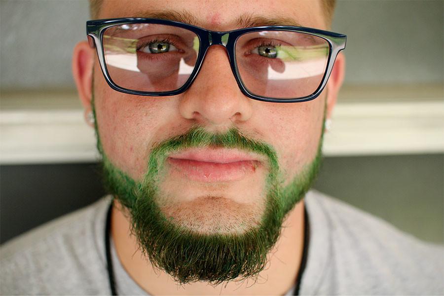 Junior Franklin Reeves celebrates St. Patricks Day with his Irish family differently each year. He wears green facial hair to show his Irish pride. 
