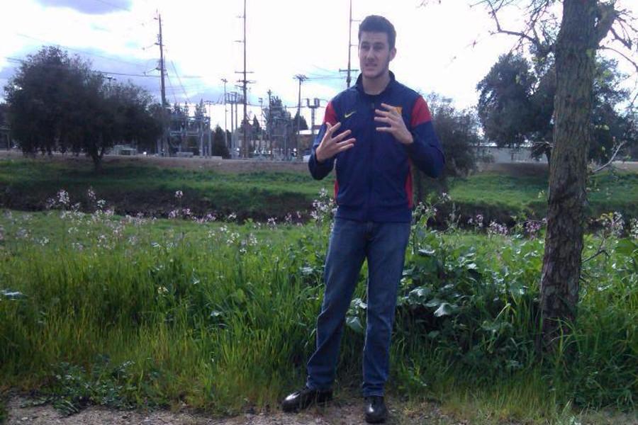 Senior Devin Wickstrom leads the Friends of the River walk on the levee by the Calaveras River. 