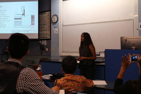 Former student Sereena Nand presents her end project on her research in front of SEED professors, sponsors and other participants.