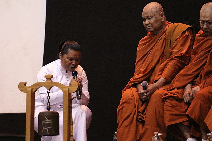 Buddhist monks from Temple Wat Dhammararam perform a blessing before the formal program began. The Southeast Asian community pays their respects to the fallen children and their families through multiple rituals and performances.   
