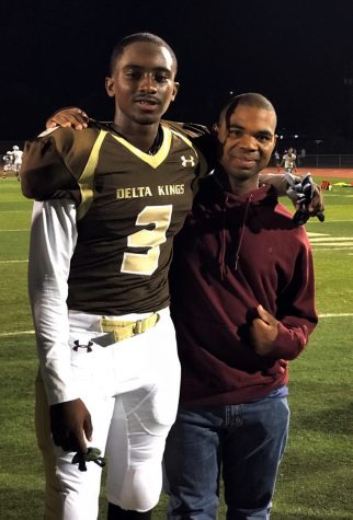 Senior Lamonte Thompson was accompanied by his step brother, Dino Holmes, on his senior night Oct. 26, 2018.  He will remember sharing laughs with him and getting ready together in the mornings. 