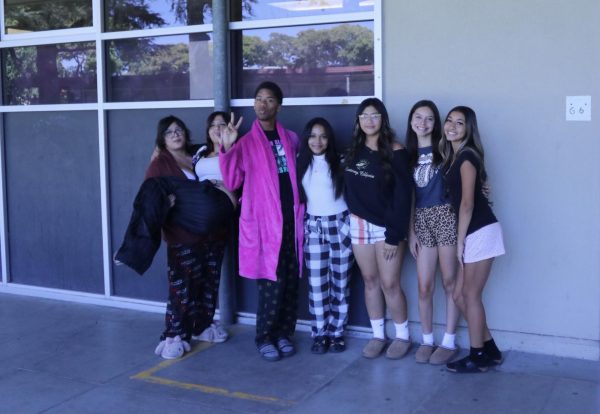 Rothrock’s Government class dresses for spirit week by wearing PJs outside his classroom on Monday, Sept. 9. The initial theme was “Eternal slumber”.