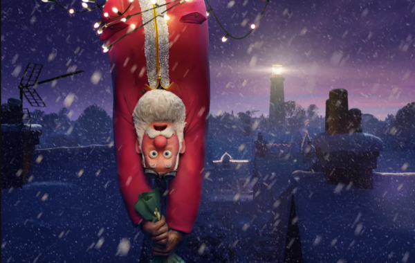 Santa hangs off of his sleigh while handing out gifts in Wellington, the English city where the story takes place. He is the narrator of the story, and explains the lives of the children on Christmas. (Locksmith animation,DNEG animation)