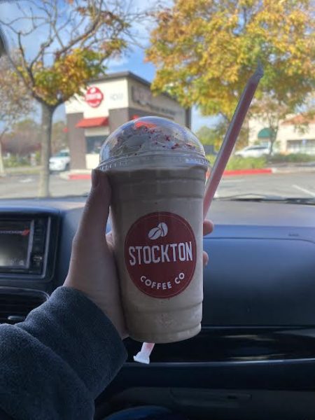 Stockton Coffee CO a medium candy cane mocha.