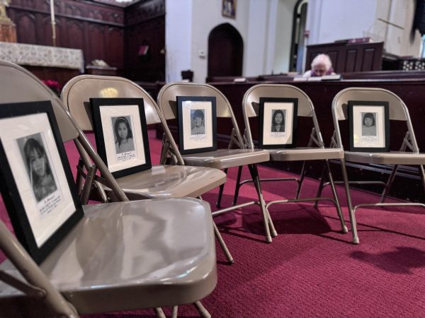 Framed portraits honor the lives of children tragicaly lost in the 1989 Cleveland school shooting. Their memories serve as a solemn reminder of the need of passion and chnage. 
(Ruben Manabat / StaggOnline)
