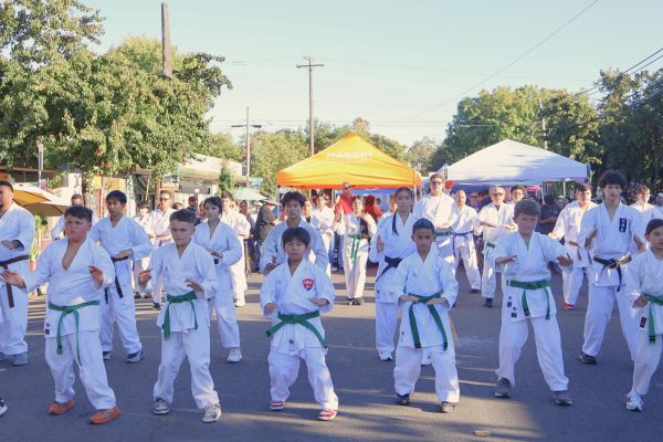 Students from the Ronin Jiu Jitsu Martial Arts Center, located on Acacia St., gave a demonstration at the beginning of the event in Yosemite Street Village, which lasted approximately 30 minutes.