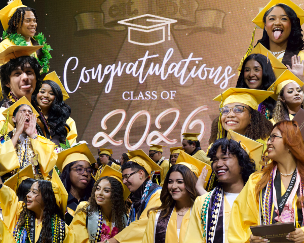 Members of the Class of 2026 celebrate during graduation ceremonies, marking the end of their high school journey and the beginning of new opportunities.